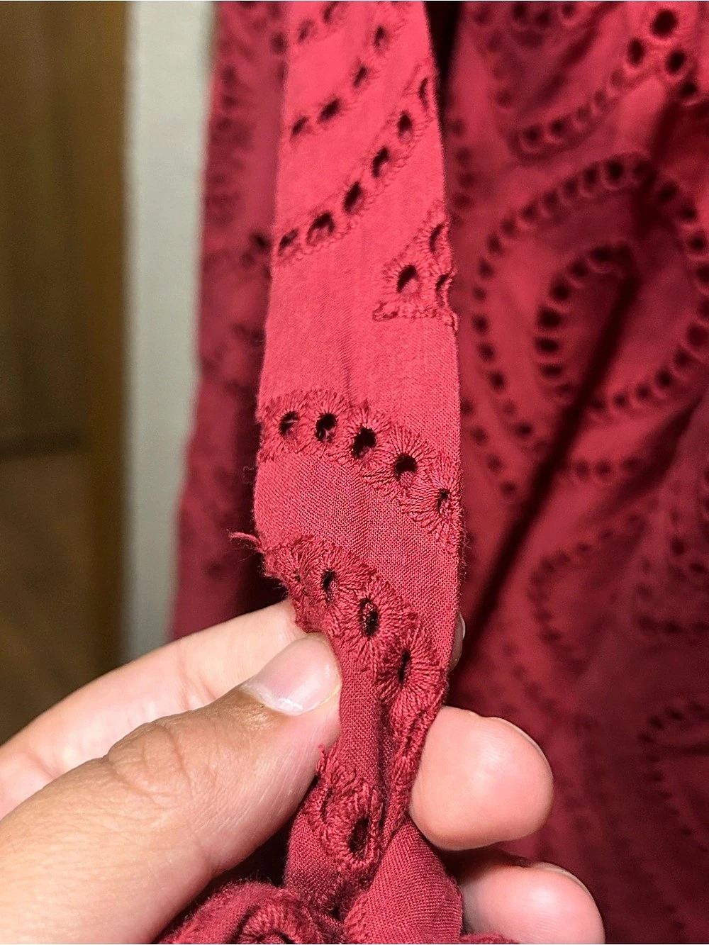Roolee Roolee Mom Red Eyelet Ruffle Dress, Red, Medium - Picture 10 of 12